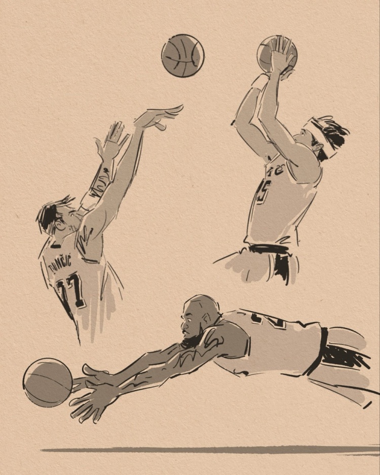 乐鱼-壁纸请收藏！美漫画家晒作品 老詹鱼跃&amp;小里1+2&amp;东契奇绝平全都有